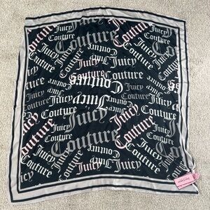 Juicy Couture Pink and Black Accessory Large Square Scarf, 100% Poly Y2K NWT